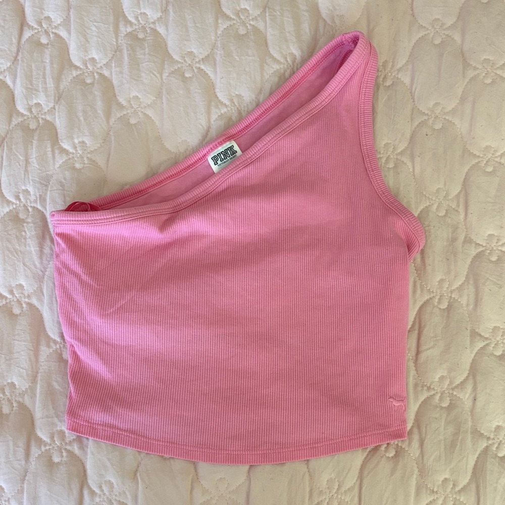 PINK Victoria's Secret Pink Ribbed One-Shoulder Tank